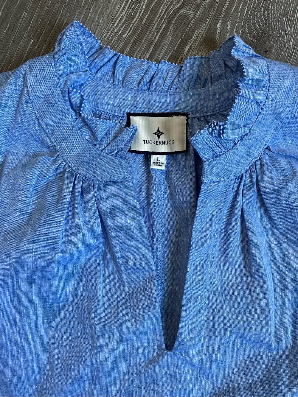 Tuckernuck Chambray Crawford Tiered Ruffle-Sleeve Dress in Light Blue - Picture 11 of 16